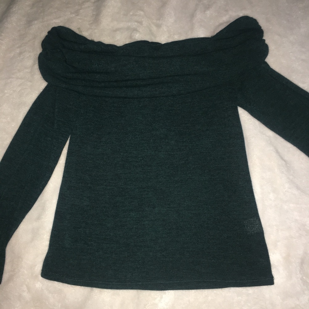 Emerald green off the shoulder long sleeve